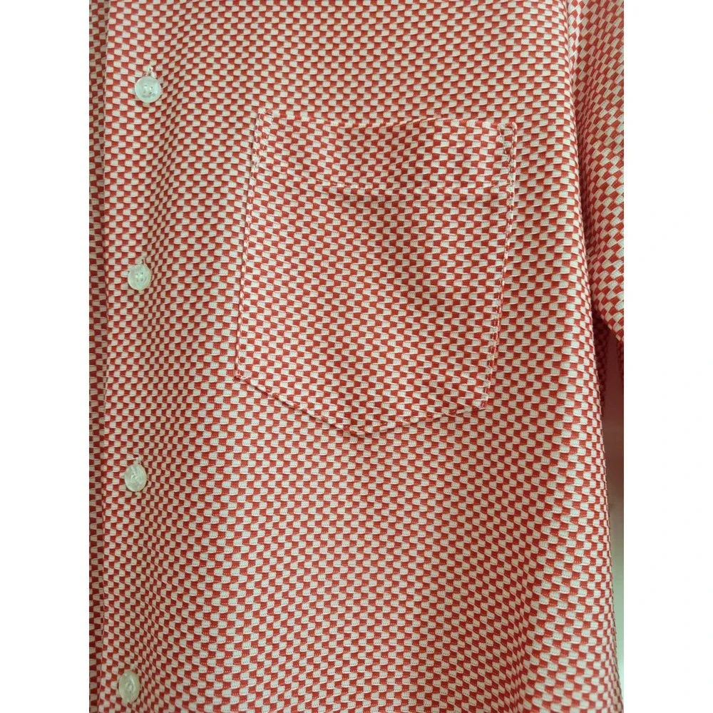 William Gary Vtg 70s Red & White Geometic Checkerboard Boho Disco Luxury Shirt - Picture 3 of 9